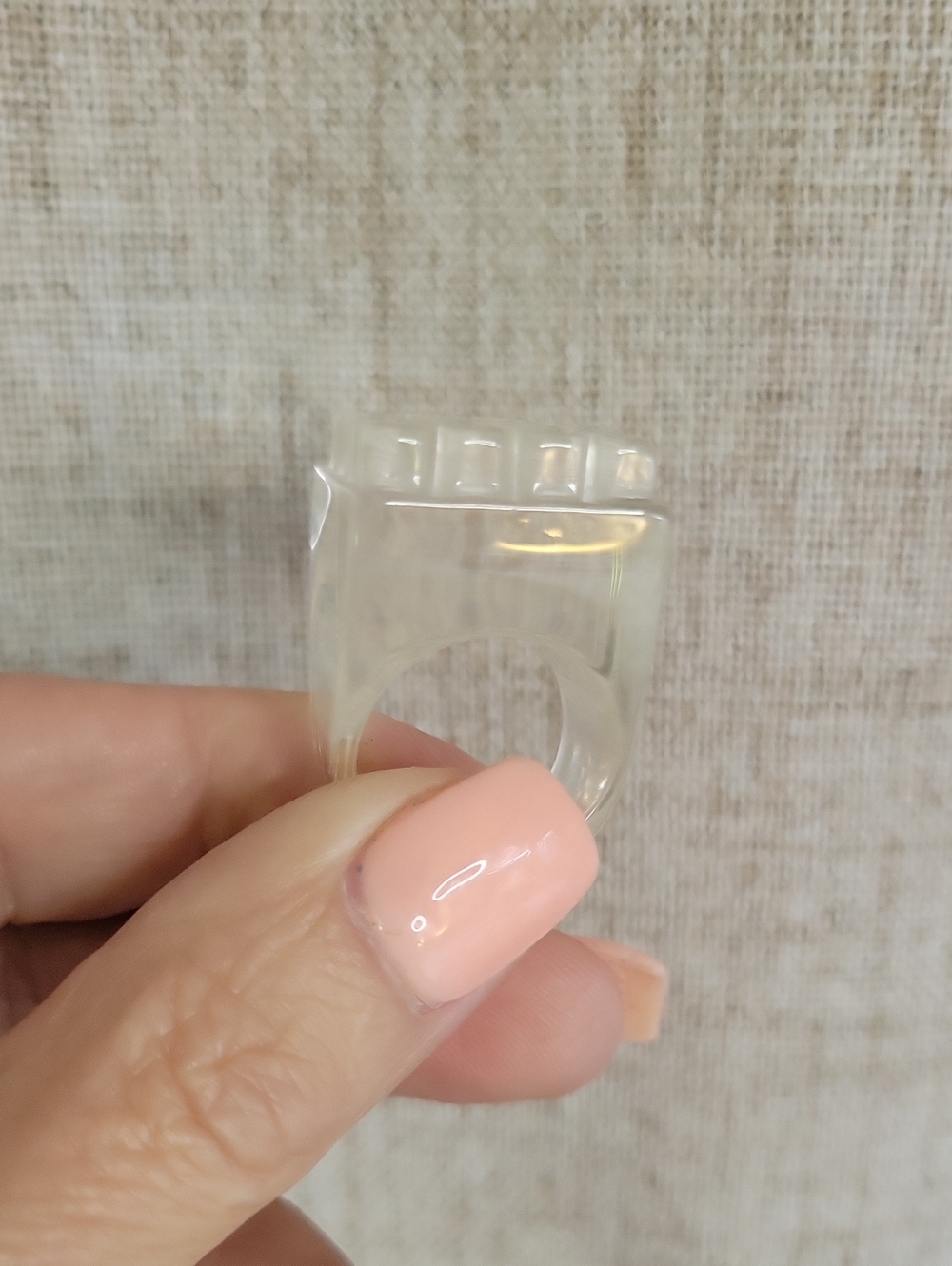 Clear Square Geometric Statement Ring, size 7 - Picture 6 of 6